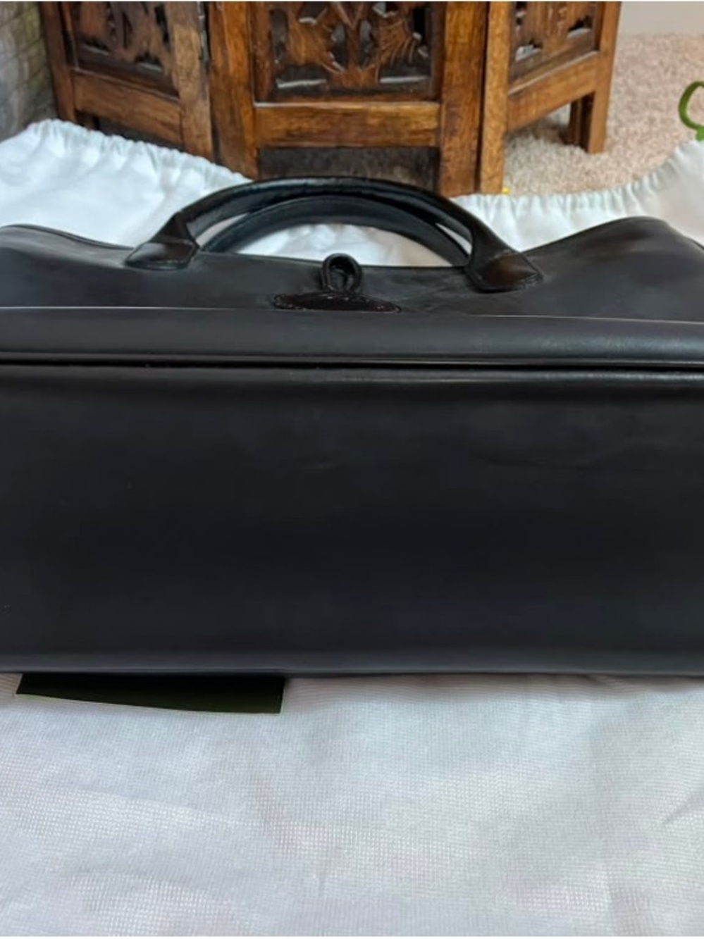 Longchamp Roseau Black Leather Tote Briefcase with Silver Accent - Picture 13 of 15
